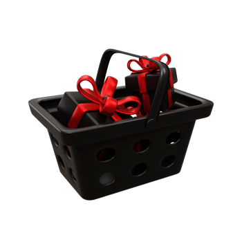 3d black shopping cart with gift box png