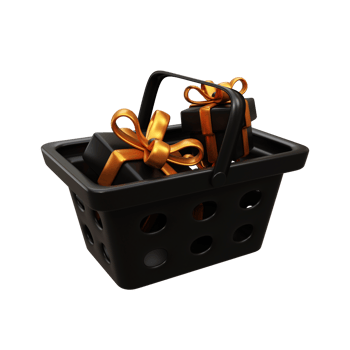 3d black shopping cart with gift box png