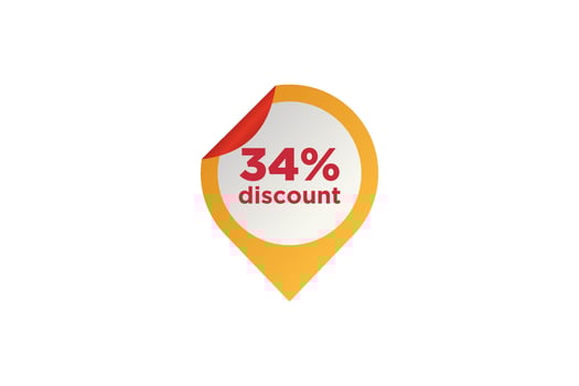 34 discount, Sales Vector badges for Labels, , Stickers, Banners, Tags, Web Stickers, New offer. Discount origami sign banner.