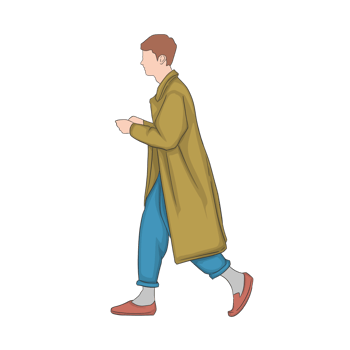 Guy stylish walking element for graphic design png