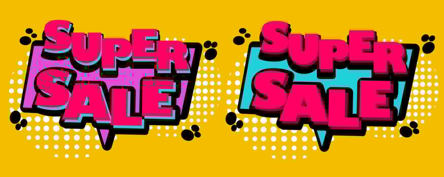 Modern Super Sale banner composition with abstract vector discount background template