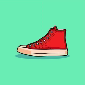 red sports shoes on a green background vector