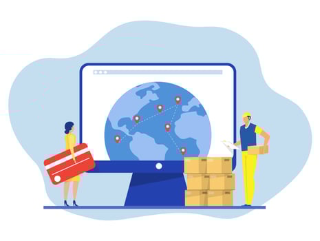 People deliver Export and import shipping of goods with transport. Technologies in supply chain management.vector illustrations vector