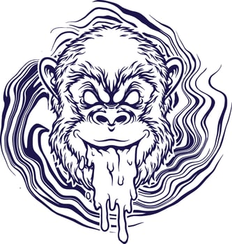 Monkey Head Trippy Silhouette Vector illustrations for your work Logo, mascot merchandise t-shirt, stickers and Label designs, poster, greeting cards advertising business company or brands.