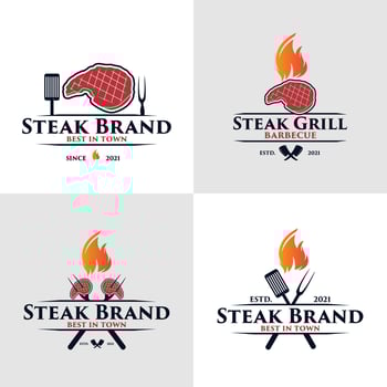 Set of barbecue grill logo Premium Vector