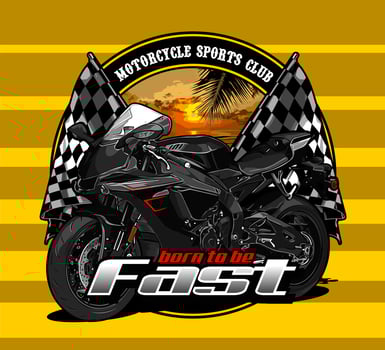racing flag and motorcycle vector
