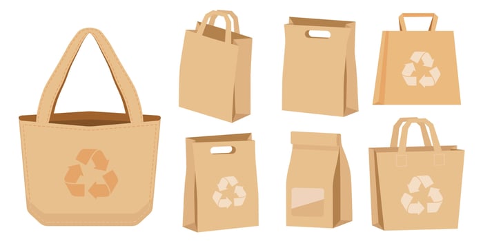 Collection set of cartoon recycled paper bag vector