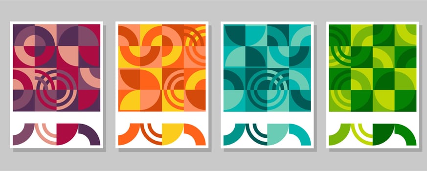 Abstract Bauhaus geometric pattern background vector circle