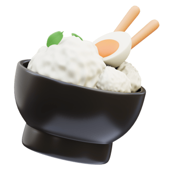 Japanese Icon, rice bowl 3d Illustration png