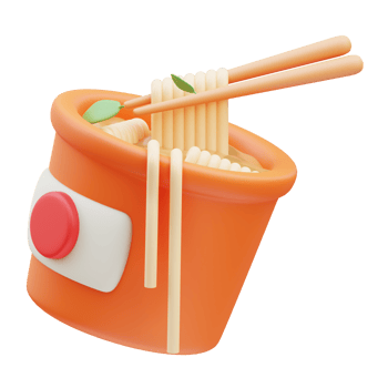 Japanese Icon, Instant noodle 3d Illustration png