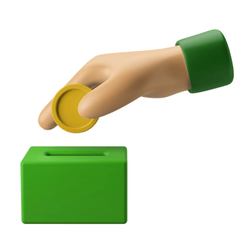 hand giving charity sadaqah with coin money 3d icon illustration png