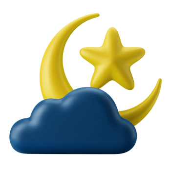 ramadan night moon star and cloud 3d icon illustration png