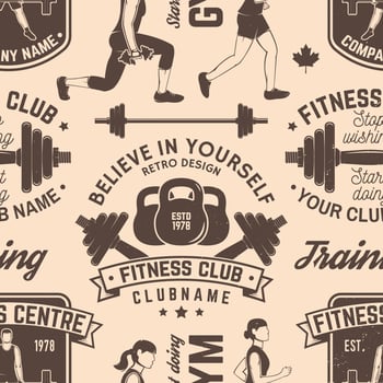 Fitness club seamless pattern or background. Vector illustration.