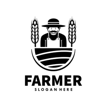 Farmer logo design template Premium Vector