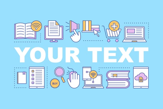 E-books store word concepts banner. Interactive training. Digital education. E-learning. Isolated lettering typography idea with linear icons. Vector outline illustration