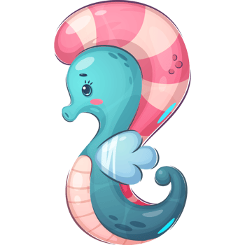 Cartoon character kids seahorse png