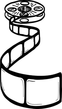 Vintage movie  film strip. Black and white vector illustration. Cinema icon