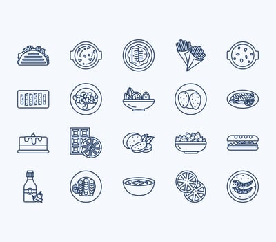 Mexican food recipes and dishes icon set vector