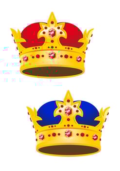 Golden king crown with gems vector