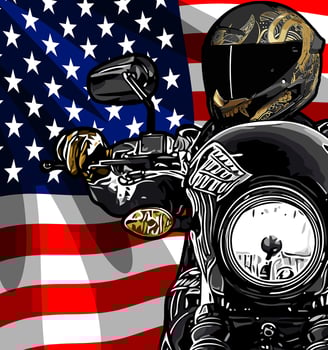motorcycle front view and flag vector