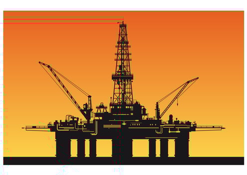 Oil derrick in sea vector