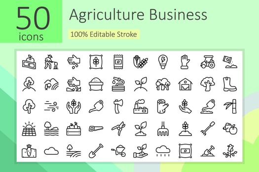Set of agriculture business icon, such as farm, garden, leaf etc vector