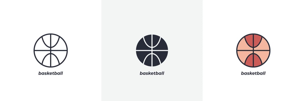 basketball icon. Line, solid and filled outline colorful version, outline and filled vector sign. Idea Symbol, logo illustration. Vector graphics