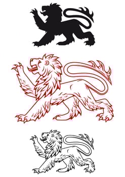 Medieval heraldic lion vector