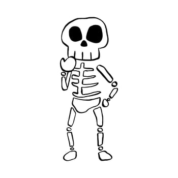Vector illustration of Halloween Skeleton cartoon line on white background.