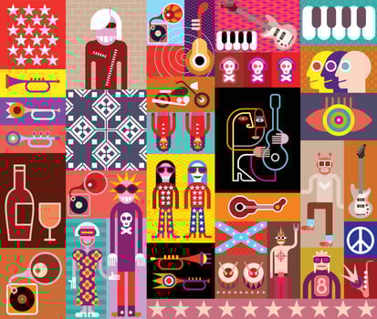 Rock Music Collage vector