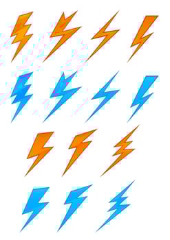 Lightning and thunderbolt symbols vector