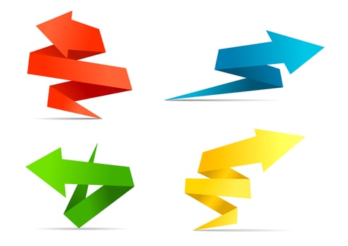 Origami arrow banners and labels vector