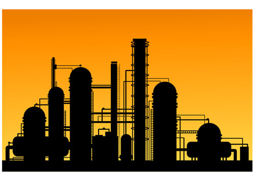 Chemical factory silhouette vector