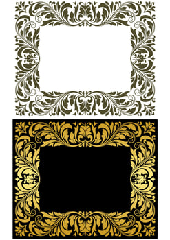 Retro golden floral frames vector