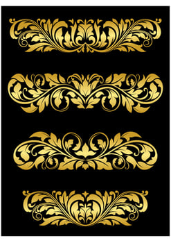 Golden floral embellishments vector