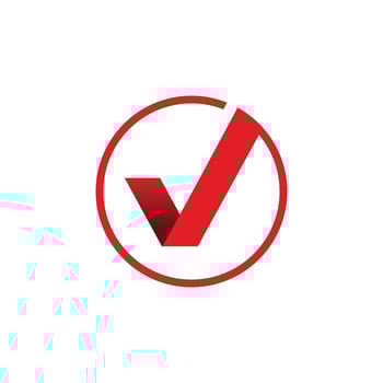 red letter v check logo design vector