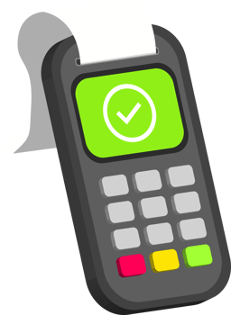 3d illustration of successful payment using electronic data capture machine and issue proof of payment png