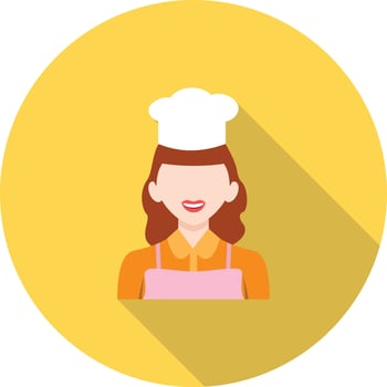 Chef Female Flat Long Shadow Icon vector
