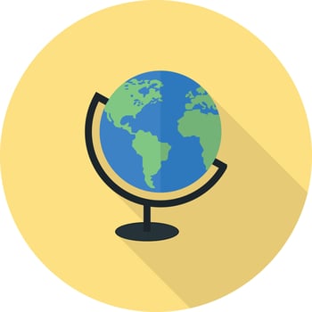Globe Flat Long Shadow Icon vector