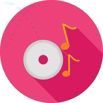 Music in CD Flat Long Shadow Icon vector