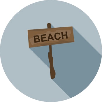Beach Sign Flat Long Shadow Icon vector