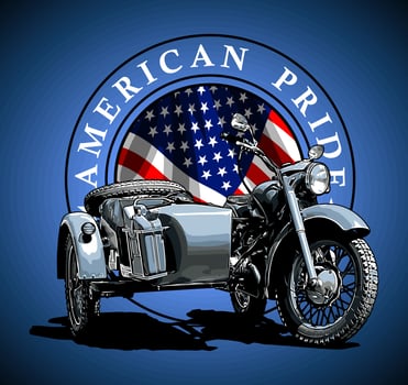 side car classic light blue vector