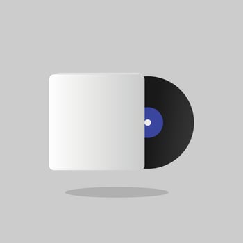 Black vinyl record isolated on gray background vector