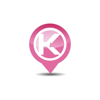 K letter GPS navigation icon logo design vector illustration