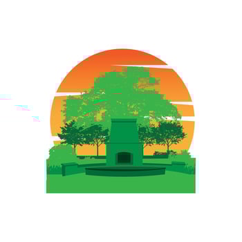 Outdoor garden flat design landscape vector design illustration