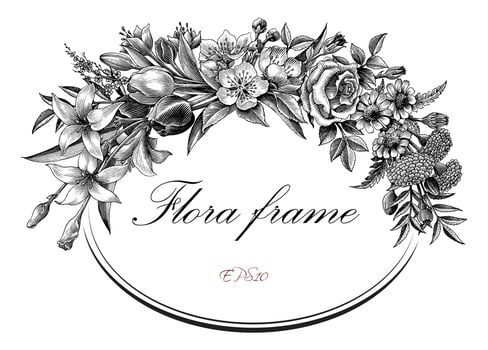 Vintage flora frame hand draw engraving style vector