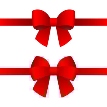 Red gift bow set for the holiday. vector