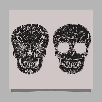 skull vector illustration, drawn on paper very suitable for symbols, tattoo designs, logos and others