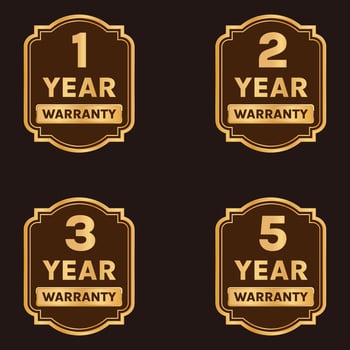 golden Warranty label set 1 year warranty to 5 years warranty badge set vector