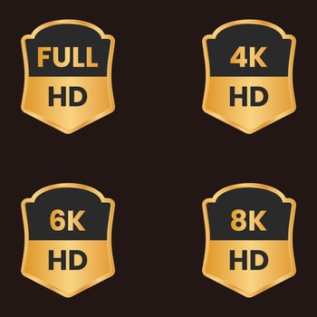 golden full hd resolution button set vector